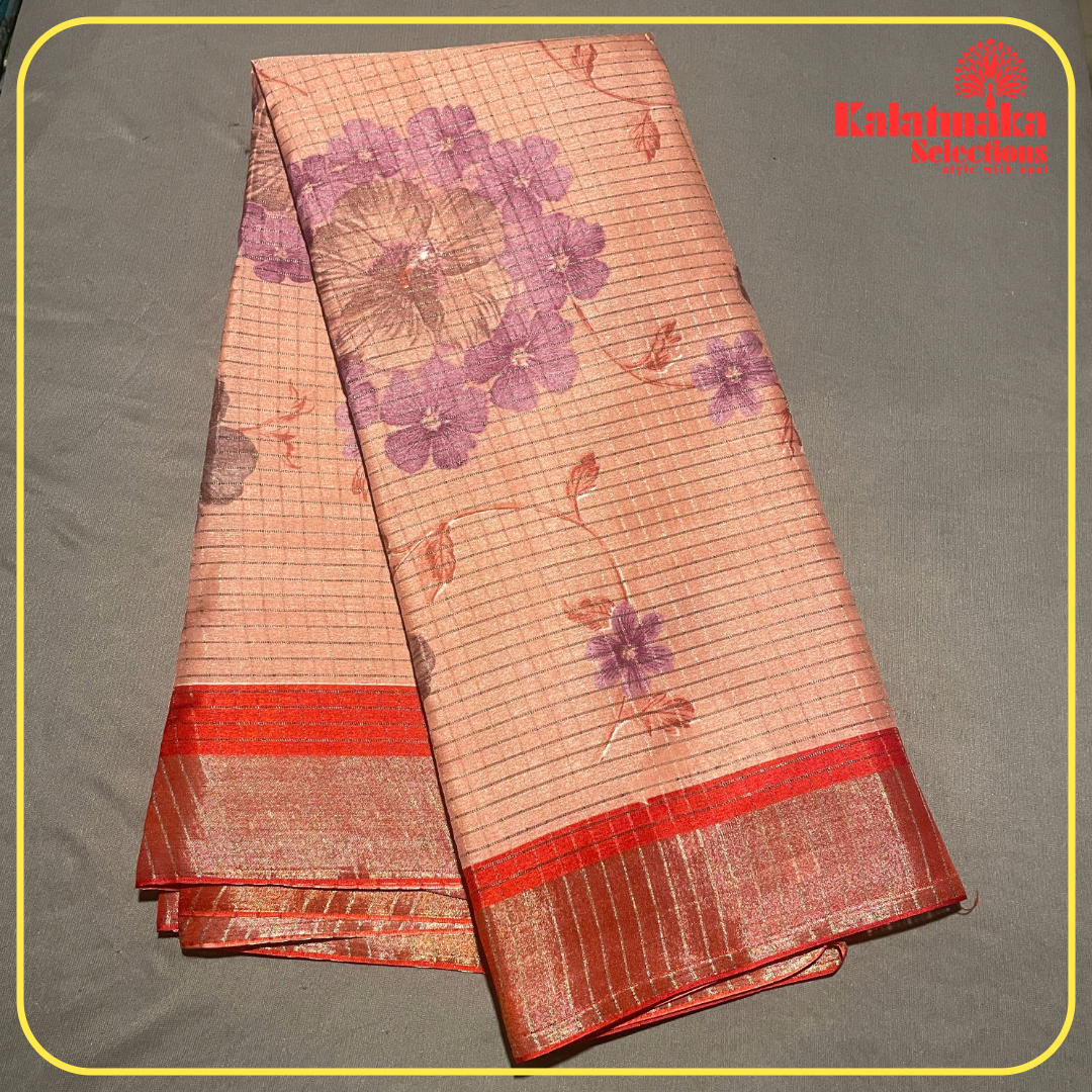 Red color Chaka Chak Uppada Border Zari Fancy Saree with all over Silver Work