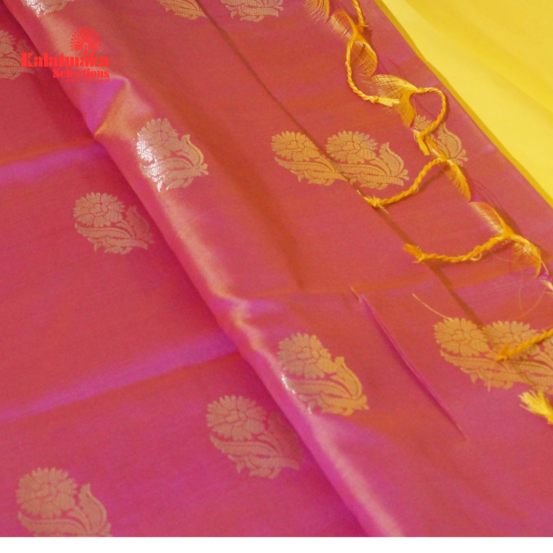 Pink Uppada Soft Pattu Saree with all over Boota Design and Tussels