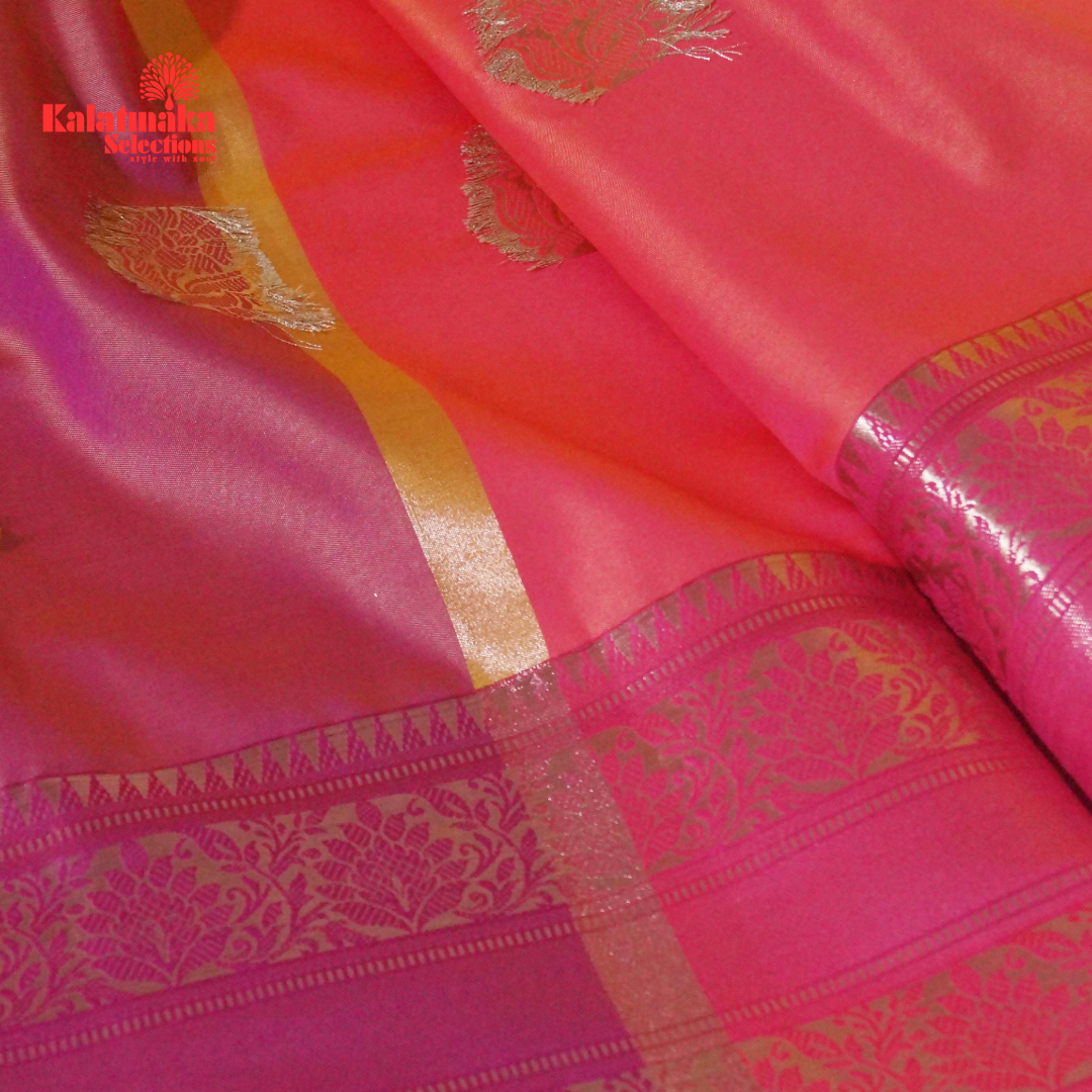 Pink Uppada Soft Pattu Saree with all over Boota Design and Tussels