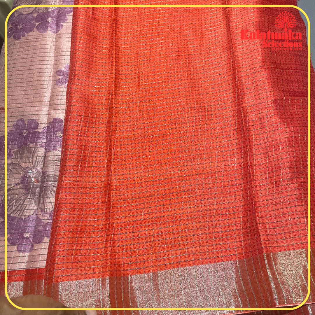 Red color Chaka Chak Uppada Border Zari Fancy Saree with all over Silver Work