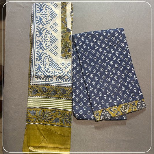 Blue Simple Butta Handloom cotton with all over design