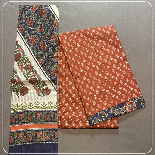 Orange Simple Butta Handloom cotton with all over design
