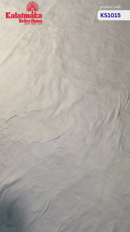 Silver Floral Design Linen Fancy Saree